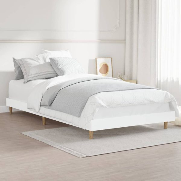 Cadru de pat, alb, 100×200 cm, lemn prelucrat