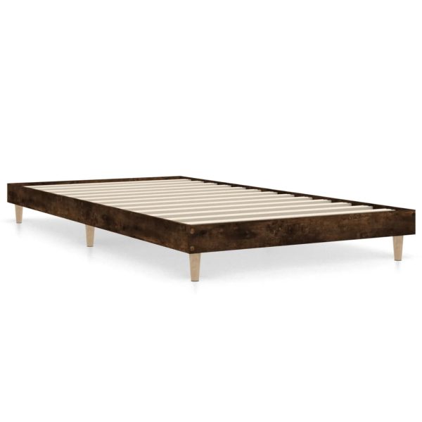 Cadru pat fără saltea stejar fumuriu 100×200 cm lemn prelucrat