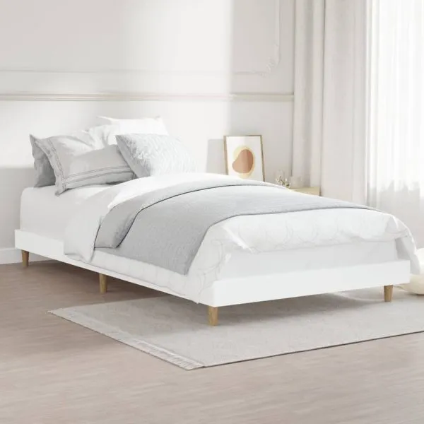 Cadru de pat, alb, 90×190 cm, lemn prelucrat