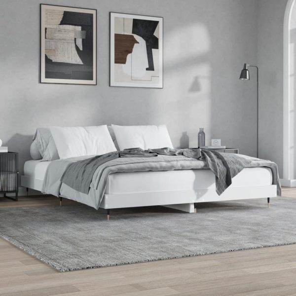 Cadru de pat, alb, 200×200 cm, lemn prelucrat
