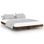 Cadru pat fără saltea Stejar afumat 200×200 cm Lemn prelucrat