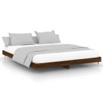 Cadru pat fără saltea stejar maro 120×200 cm, lemn prelucrat
