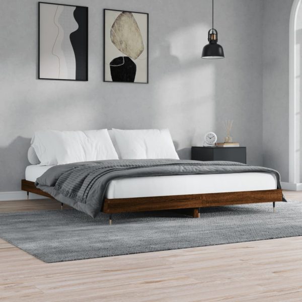 Cadru pat fără saltea stejar maro 120×200 cm, lemn prelucrat