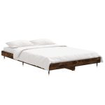 Cadru pat fără saltea stejar fumuriu 120×190 cm, lemn prelucrat
