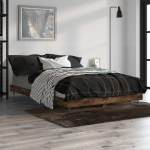 Cadru pat fără saltea stejar fumuriu 120×190 cm, lemn prelucrat