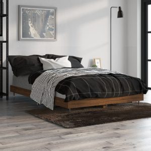 Cadru pat fără saltea stejar maro 120×190 cm, lemn prelucrat