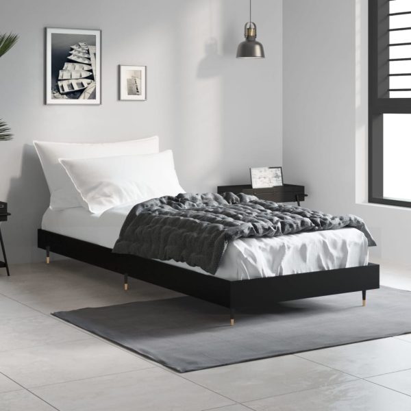 Cadru de pat, negru, 75×190 cm, lemn prelucrat