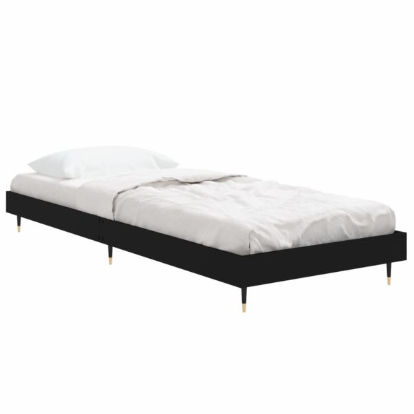 Cadru de pat, negru, 75×190 cm, lemn prelucrat
