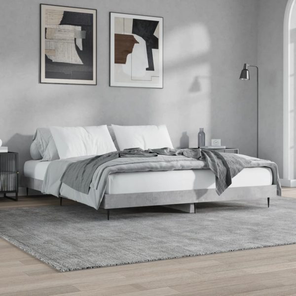 Cadru de pat, gri beton, 160×200 cm, lemn prelucrat