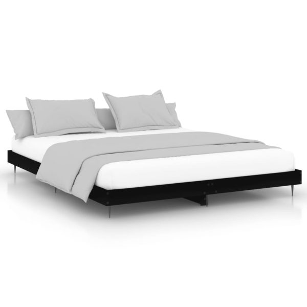 Cadru de pat, negru, 150×200 cm, lemn prelucrat