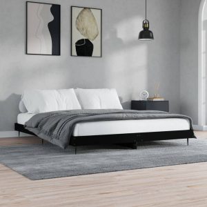 Cadru de pat, negru, 150×200 cm, lemn prelucrat