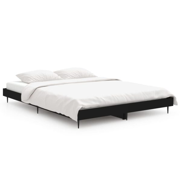 Cadru de pat, negru, 140×190 cm, lemn prelucrat