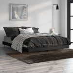 Cadru de pat, negru, 140×190 cm, lemn prelucrat