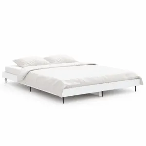 Cadru de pat, alb ,135×190 cm, lemn prelucrat