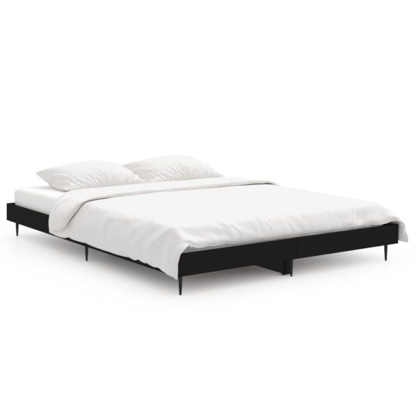 Cadru de pat, negru ,135×190 cm, lemn prelucrat
