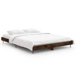 Cadru de pat, stejar afumat, 135×190 cm, lemn prelucrat