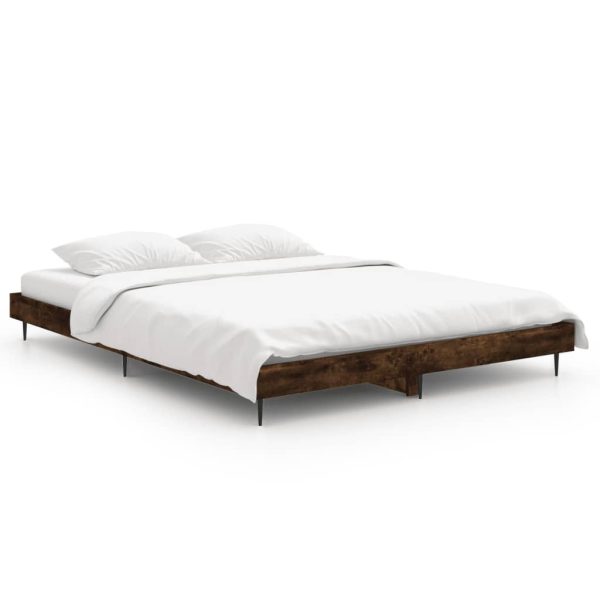 Cadru de pat, stejar afumat, 135×190 cm, lemn prelucrat