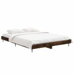 Cadru de pat, stejar afumat, 135×190 cm, lemn prelucrat