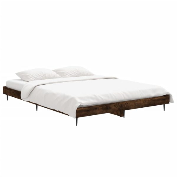 Cadru de pat, stejar afumat, 135×190 cm, lemn prelucrat