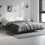 Cadru de pat, stejar afumat, 135×190 cm, lemn prelucrat