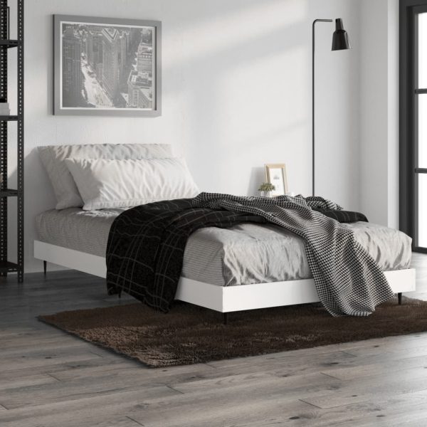 Cadru de pat, alb, 90×190 cm, lemn prelucrat