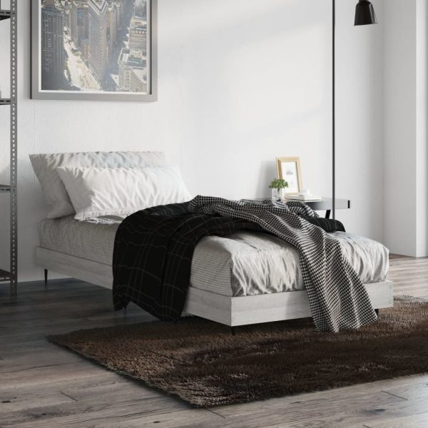 Cadru de pat, gri sonoma, 75×190 cm, lemn prelucrat