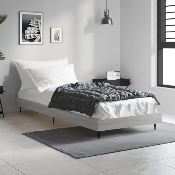 Cadru de pat, gri sonoma, 75×190 cm, lemn prelucrat