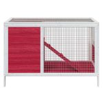 Cușcă pentru iepuri roșu 103x44x69,5 cm lemn masiv de pin