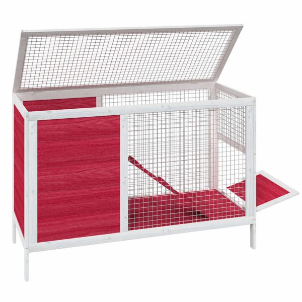 Cușcă pentru iepuri roșu 103x44x69,5 cm lemn masiv de pin