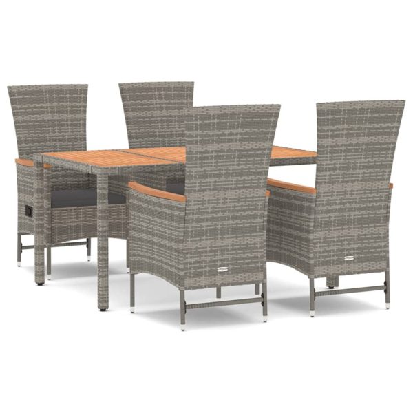 Set mobilier de grădină cu perne, 5 piese, gri, poliratan