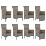 Set mobilier grădină cu perne, 9 piese, gri, poliratan