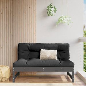 Canapea de mijloc, 120×80 cm, gri, lemn masiv de pin