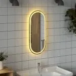 Oglindă de baie cu LED, 80×35 cm, ovală