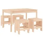 Set de dining pentru grădină, 5 piese, lemn masiv de pin