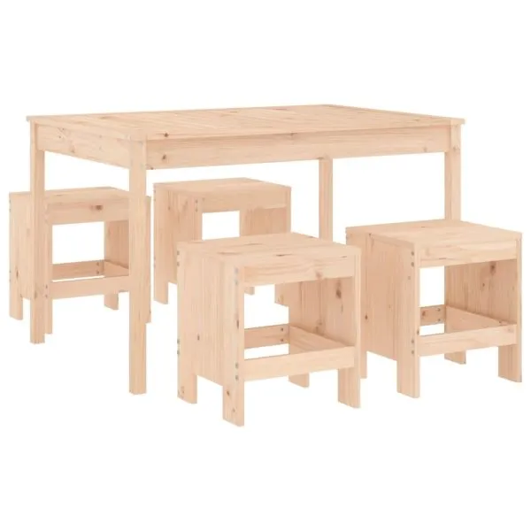 Set de dining pentru grădină, 5 piese, lemn masiv de pin