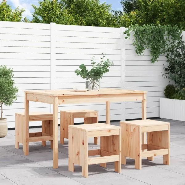 Set de dining pentru grădină, 5 piese, lemn masiv de pin