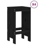 Set mobilier bar de grădină, 5 piese, negru, lemn masiv de pin
