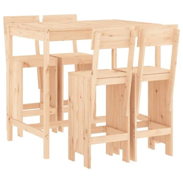 Set mobilier de bar pentru grădină, 5 piese, lemn masiv de pin