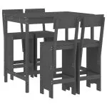 Set mobilier bar pentru grădină, 5 piese, gri, lemn masiv pin