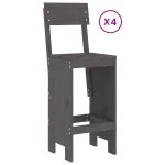Set mobilier bar pentru grădină, 5 piese, gri, lemn masiv pin