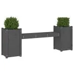 Banchetă cu jardiniere, gri, 180x36x63 cm, lemn masiv de pin
