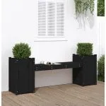 Banchetă cu jardinieră, negru, 180x36x63 cm, lemn masiv de pin