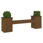 Banchetă cu jardiniere, maro miere, 184,5×39,5×56,5 cm
