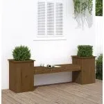 Banchetă cu jardiniere, maro miere, 184,5×39,5×56,5 cm