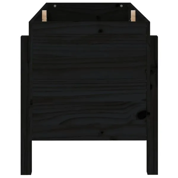 Strat înălțat de grădină, negru, 101x50x57 cm, lemn masiv pin