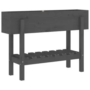 Strat înălțat de grădină, gri, 101x30x69 cm, lemn masiv de pin