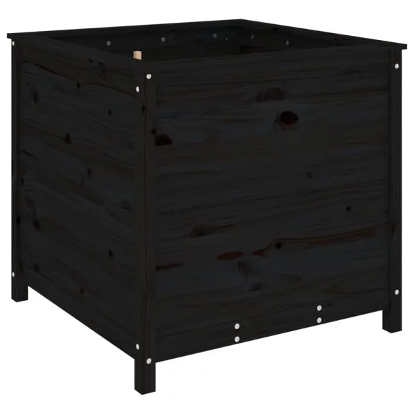 Jardinieră de grădină, negru, 82,5×82,5×78 cm lemn masiv de pin