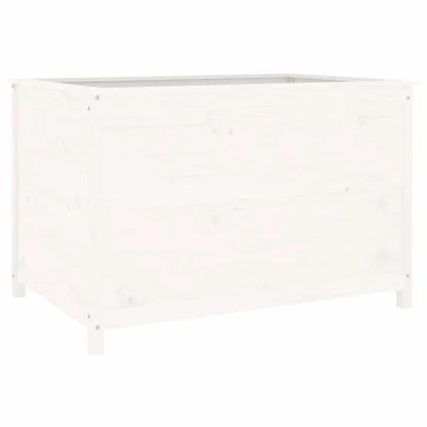 Strat înălțat de grădină, alb, 119,5×82,5×78 cm, lemn masiv pin