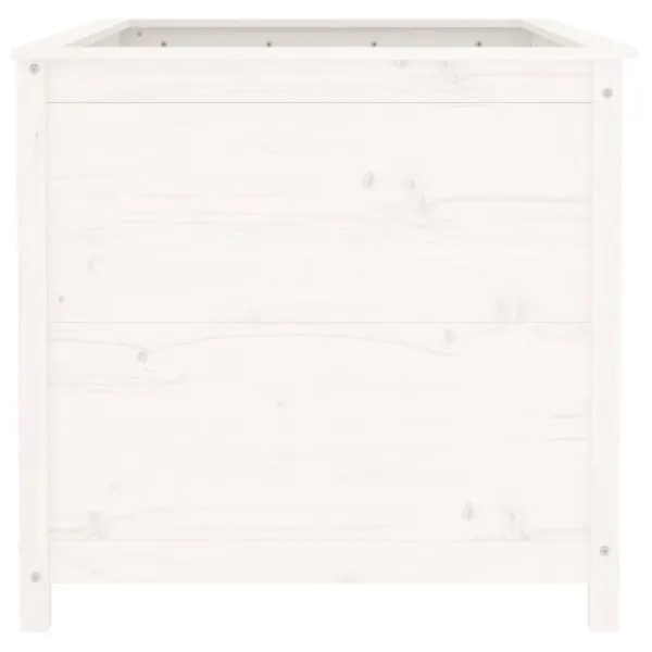 Strat înălțat de grădină, alb, 119,5×82,5×78 cm, lemn masiv pin