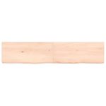 Poliță de perete, 140x30x(2-6)cm, lemn masiv de stejar netratat